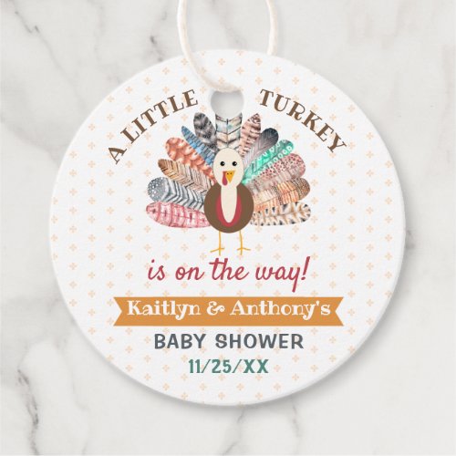 Little Turkey On The Way Thanksgiving Baby Shower Favor Tags