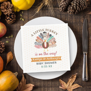 Little Turkey On The Way! Thanksgiving Baby Shower Napkins