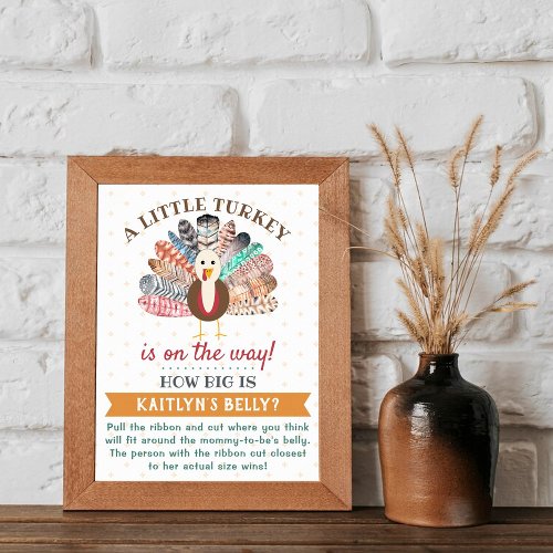 Little Turkey On The Way Thanksgiving Baby Shower Poster