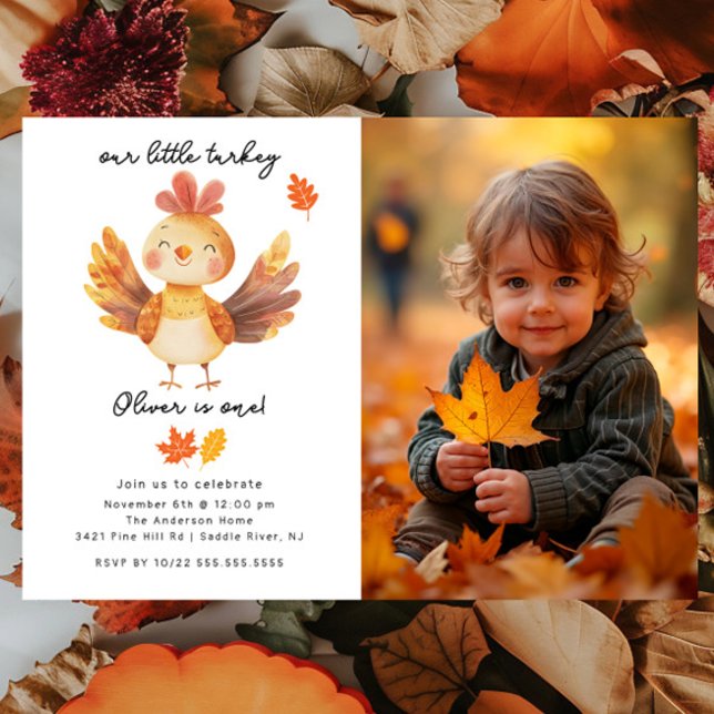 Little Turkey Photo Birthday Invitation (Creator Uploaded)