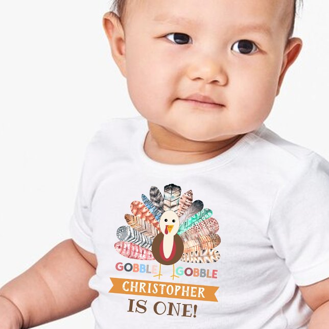 Little Turkey Thanksgiving Any Age Birthday Baby T-Shirt (Creator Uploaded)