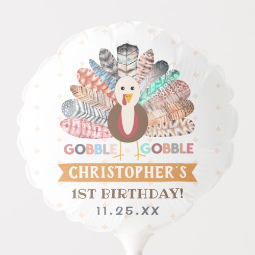 Little Turkey Thanksgiving Any Age Birthday Party Balloon