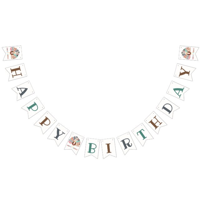 Little Turkey Thanksgiving Any Age Birthday Party Bunting Flags (All)
