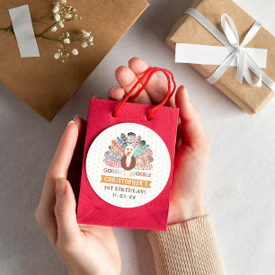 Little Turkey Thanksgiving Any Age Birthday Party Classic Round Sticker