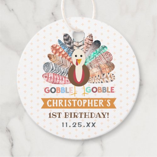 Little Turkey Thanksgiving Any Age Birthday Party Favor Tags