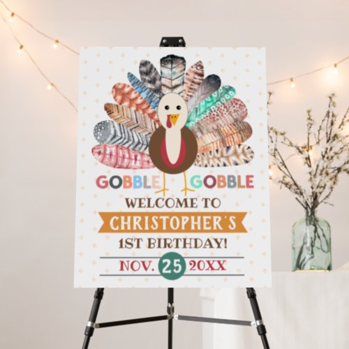 Little Turkey Thanksgiving Any Age Birthday Party Foam Board