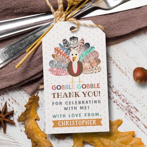 Little Turkey Thanksgiving Any Age Birthday Party Gift Tags