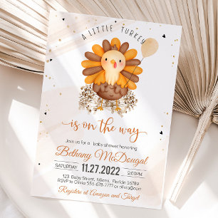 Little Turkey Thanksgiving Baby Shower Party Invitation