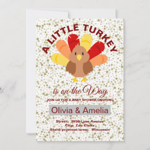 Little Turkey Thnksgiving Personalized Baby Shower Invitation