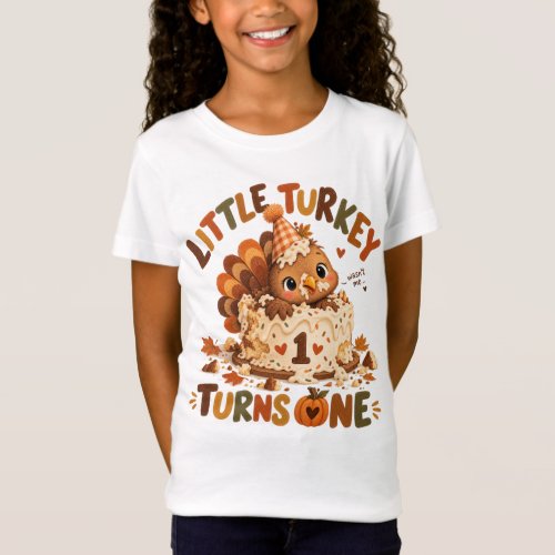 Little Turkey Turns One Fall First Birthday T-Shirt