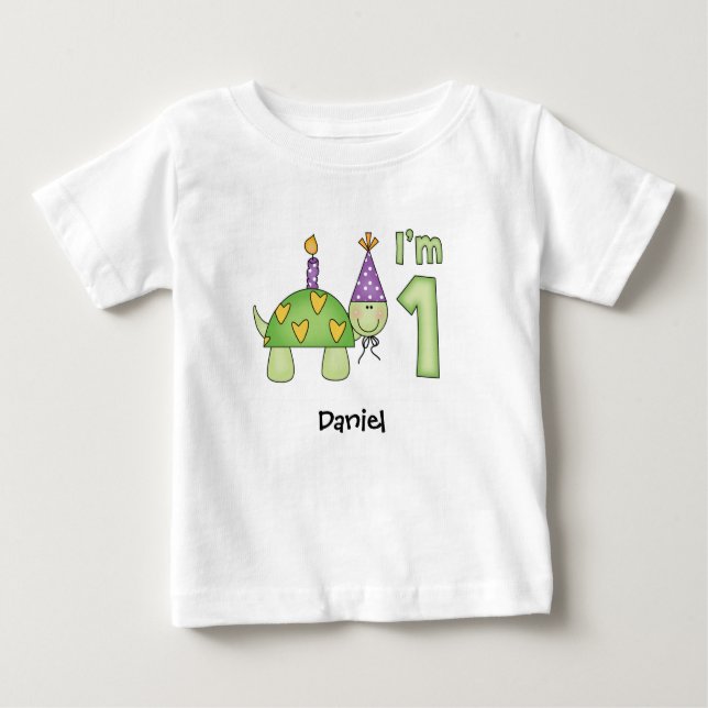 Little Turtle 1st Birthday Baby T-Shirt (Front)