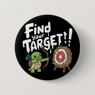 Little turtle aiming a bow an arrow button