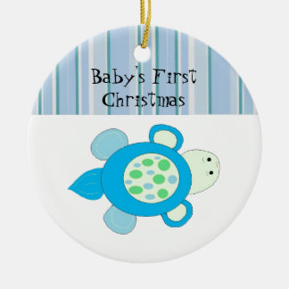 Little Turtle Baby's First Christmas Ceramic Ornament