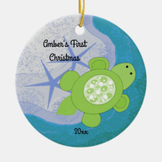 Little Turtle First Christmas Ceramic Ornament