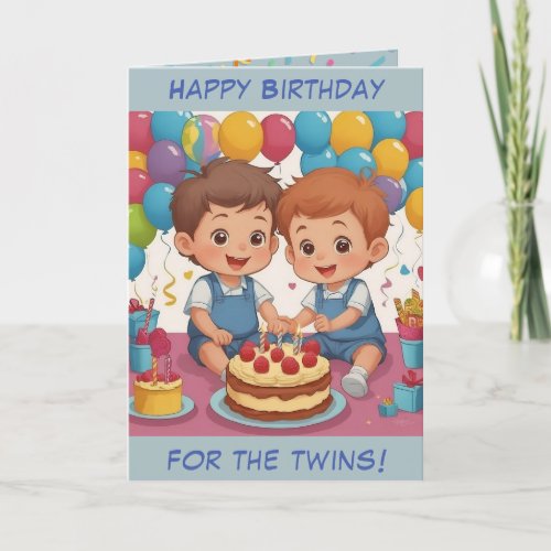 Little Twin Boys Birthday Card