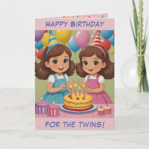 Little Twin Girls Birthday Card