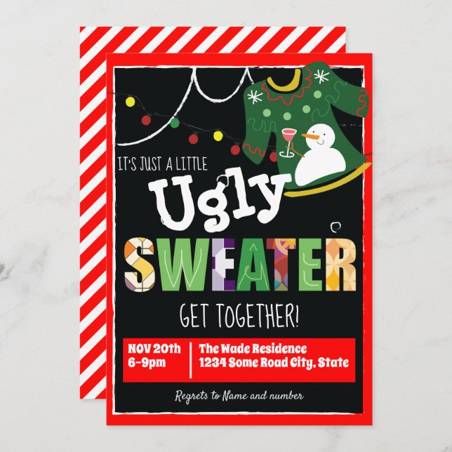 Little Ugly Sweater Get Together Invitation (Front/Back)
