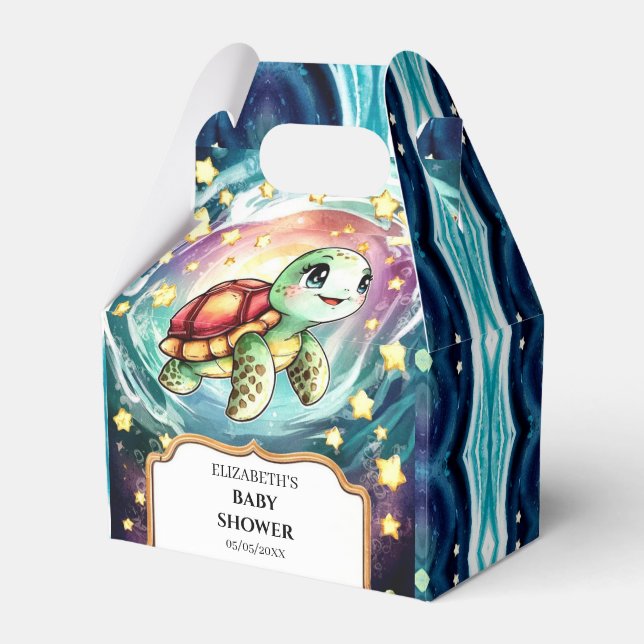 Little Under the Sea Turtle Baby Shower Favor Boxes (Front Side)