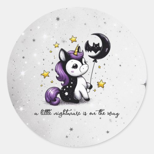 Little Unicorn Baby Shower Classic Round Sticker