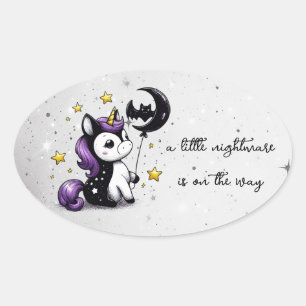 Little Unicorn Baby Shower Oval Sticker