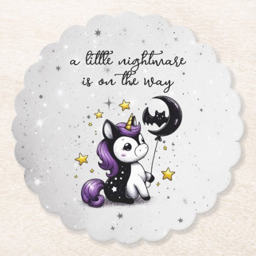 Little Unicorn Baby Shower Paper Coaster