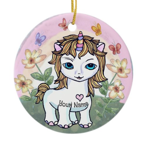 Little Unicorn  Ceramic Ornament