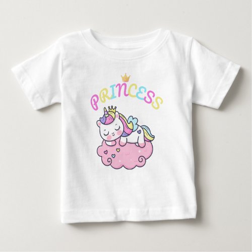 Little Unicorn Princess back princess crown Baby T_Shirt