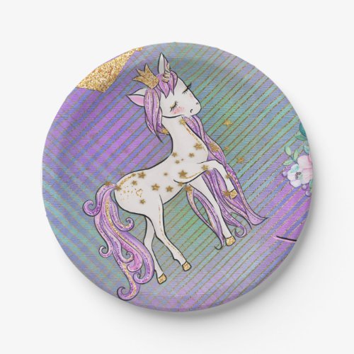 Little Unicorn Princess Paper Plates