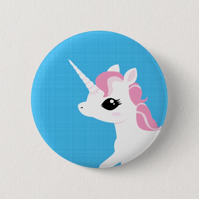 Little Unicorn with Pink mane button badge (Front)