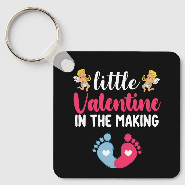 Little Valentine In The Making Pregnancy Pregnant Keychain (Front)