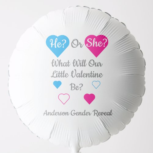 Little Valentine Valentines Day Gender Reveal Balloon