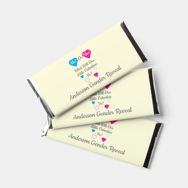 Little Valentine Valentine's Day Gender Reveal Hershey Bar Favors (Front)