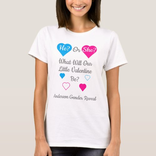 Little Valentine Valentines Day Gender Reveal T_Shirt