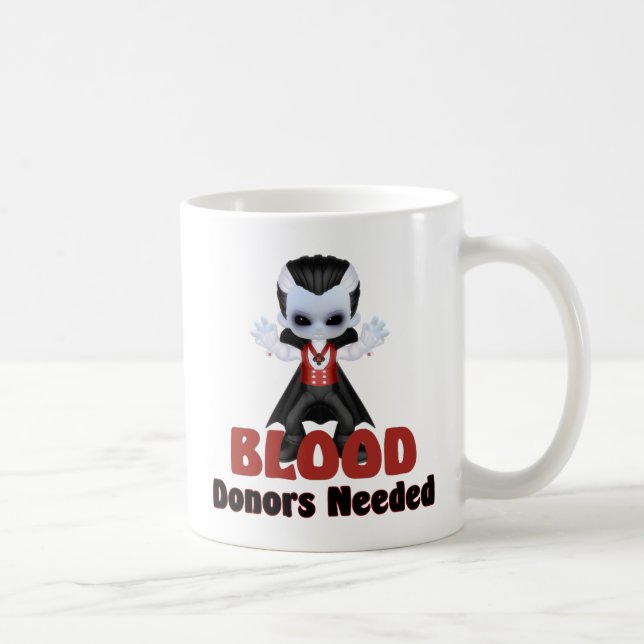 Little Vampire Blood Donors Needed Halloween Joke Coffee Mug (Right)