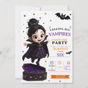 Little Vampire Costume - Party Halloween Birthday Invitation