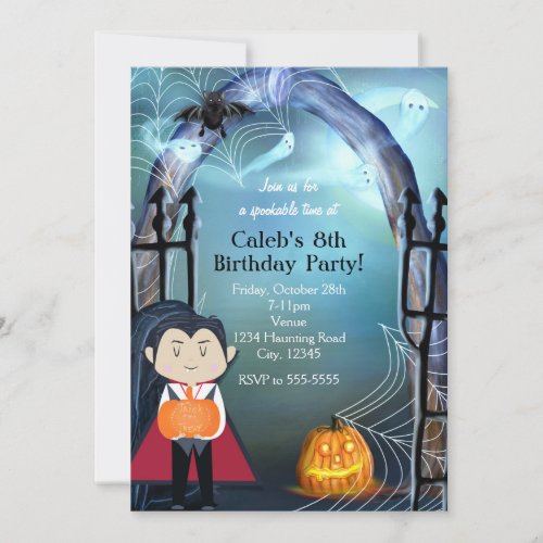 Little Vampire Dracula Halloween Party Invitations