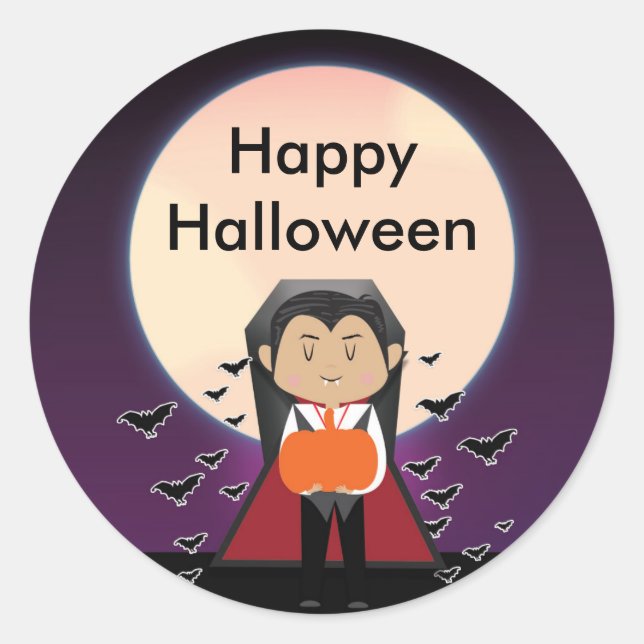 Little Vampire Dracula Halloween Party Stickers (Front)