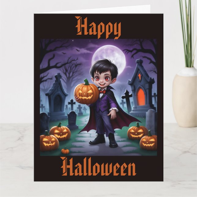 Little Vampire Halloween Card (Front)