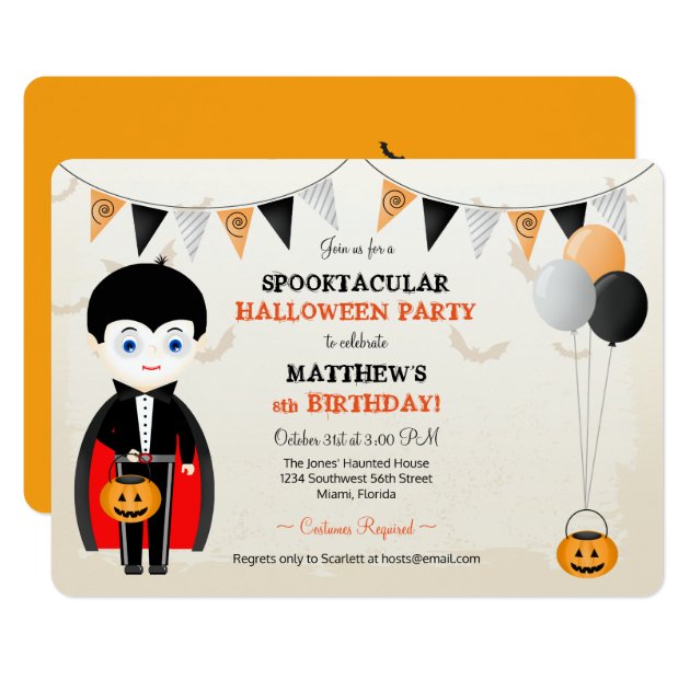 Little Vampire Halloween Party Invitation