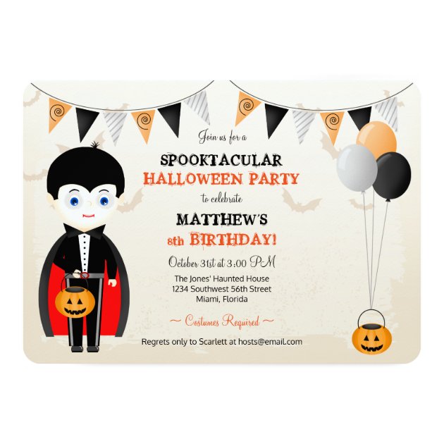 Little Vampire Halloween Party Invitation