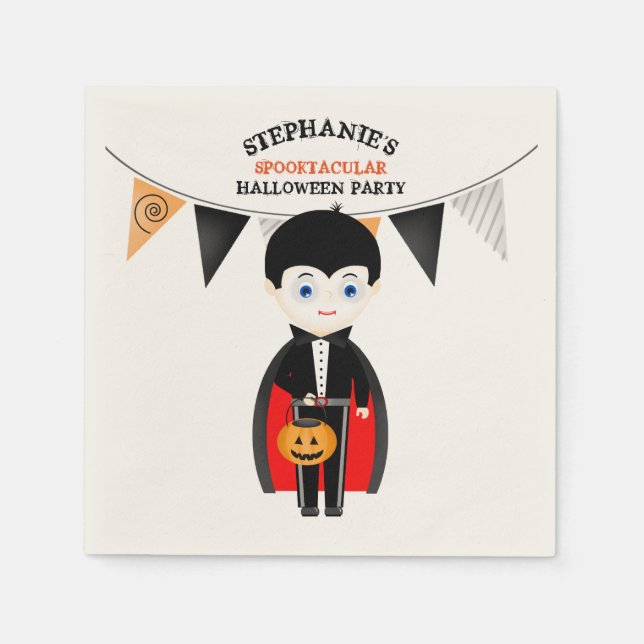 Little Vampire Halloween Party Napkins (Front)