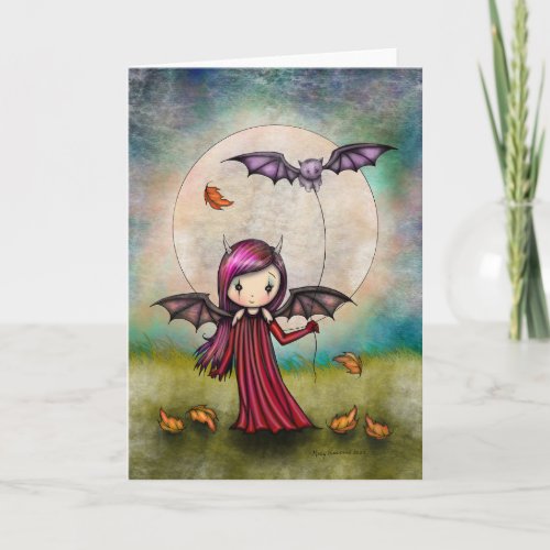 Little Vampire with Flying Cat by Molly Harrison Thank You Card