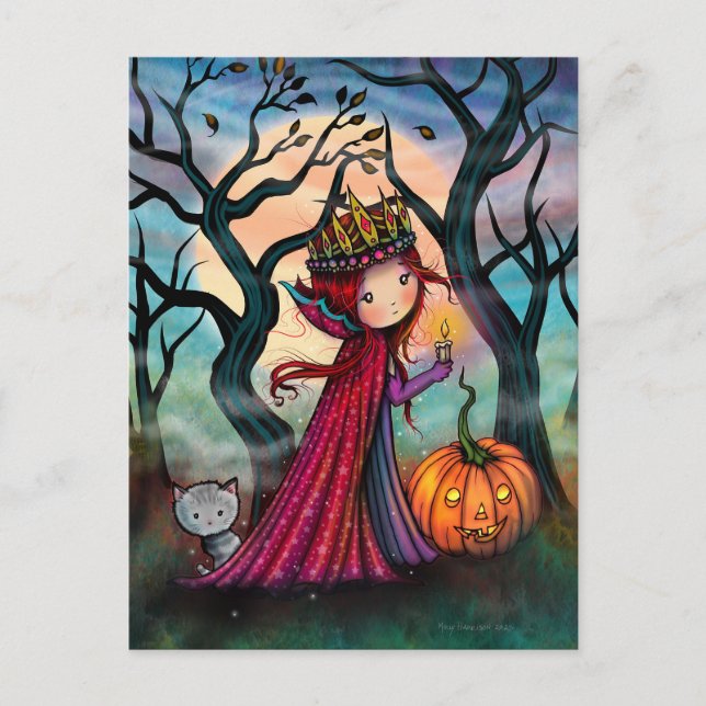 Little Vampire with Tabby Cat Postcard (Front)