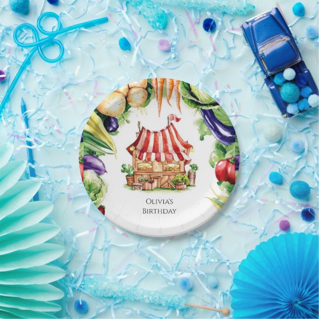 Little Vegetables Farmers Market Birthday Paper Plates (Party)