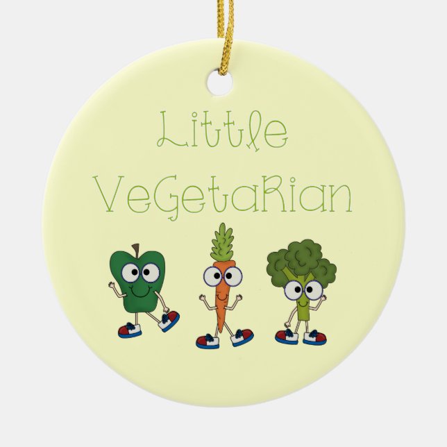 Little Vegetarian Ceramic Ornament (Front)
