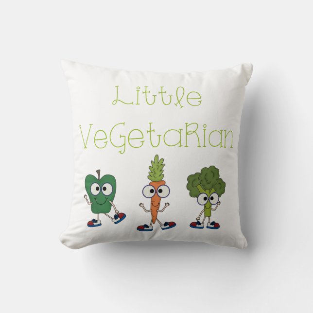 Little Vegetarian Throw Pillow (Front)