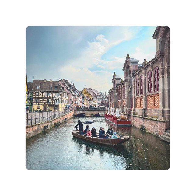 Little Venice River Boat     Metal Print (Front)