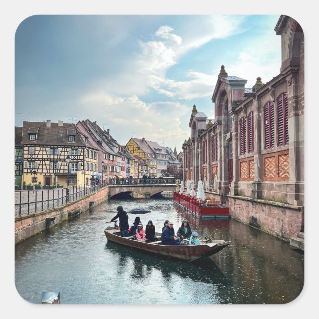 Little Venice River Boat         Square Sticker (Front)