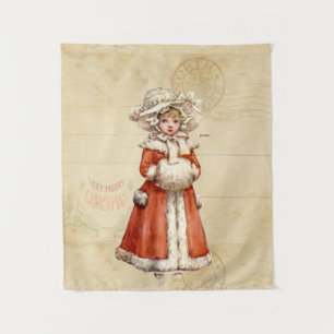 Little Victorian Caroler Custom Christmas Tapestry