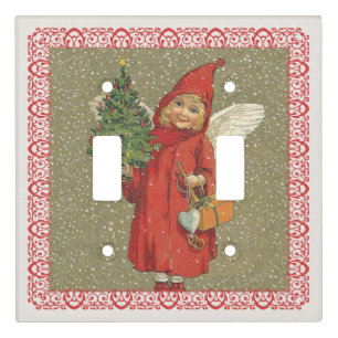 Little Victorian Christmas Angel Red Fancy Frame Light Switch Cover